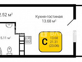 1-комнатная квартира, 23.06 м2